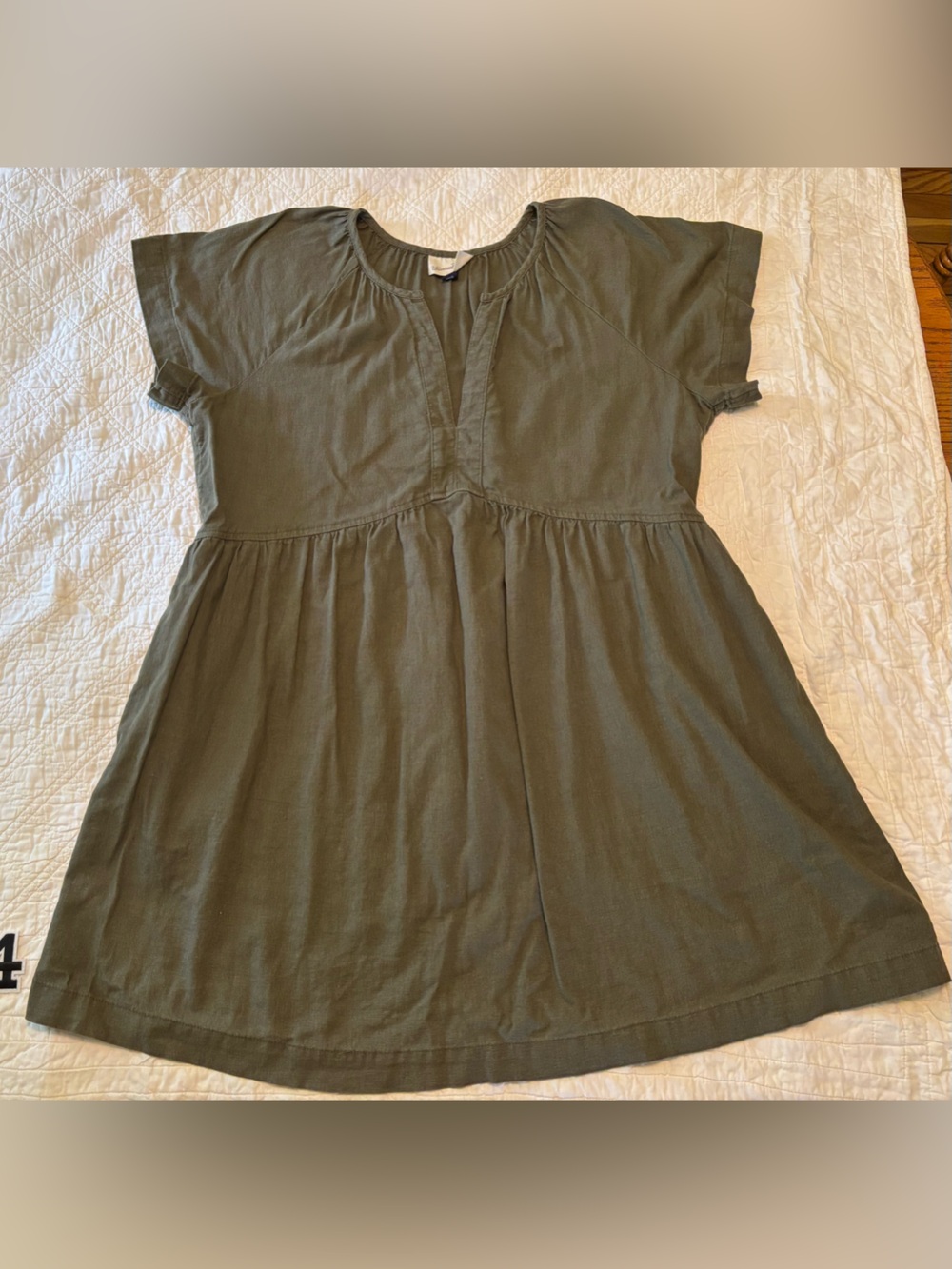 Universal Thread Olive Green Short-Sleeve Babydoll Dress